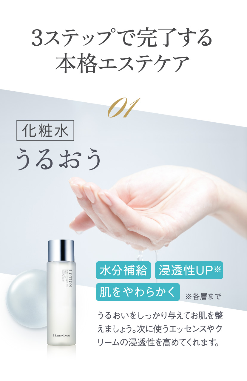 3ステップで完了する本格エステケア 01「化粧水」うるおう